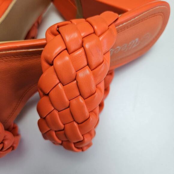 WeeBoo Puff Braided Square Toe Sandals Heels 7.5 Orange Chunky - Picture 6 of 9